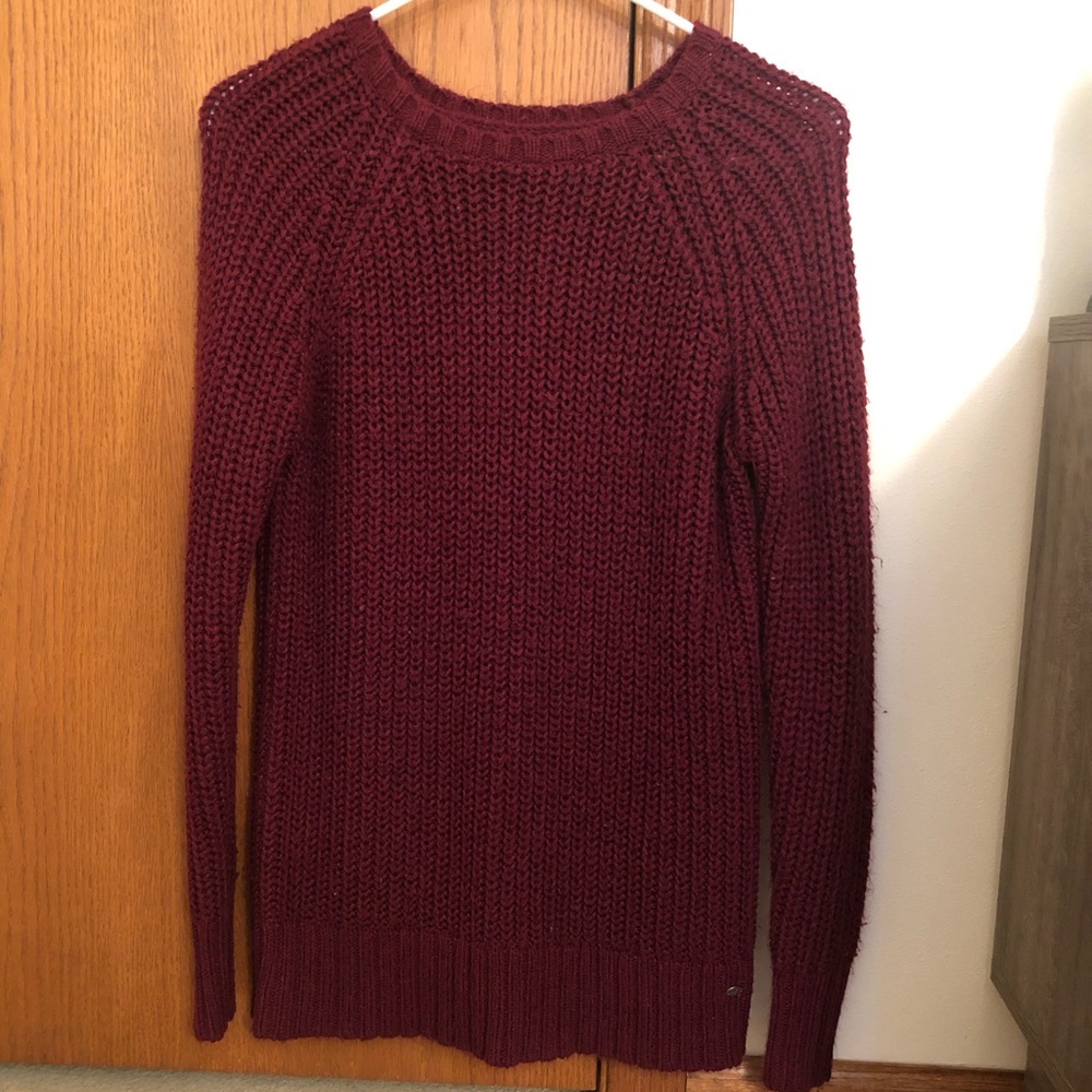 burgundy knit sweater from AE